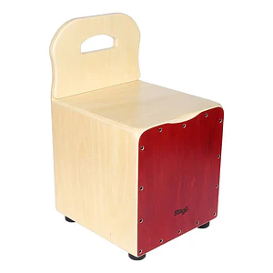 Cajón peruano para niños Stagg con respaldo color rojo CAJKID