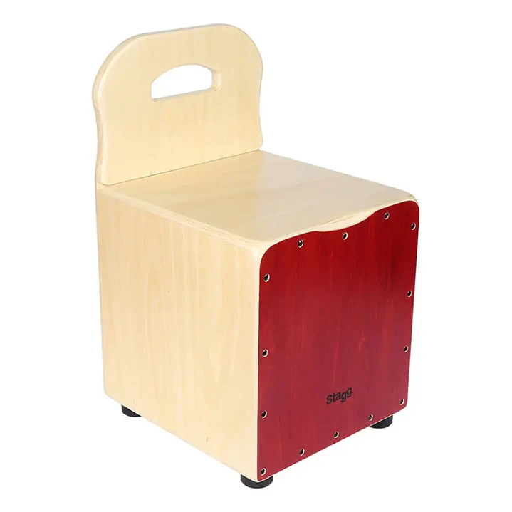 Cajón peruano para niños Stagg con respaldo color rojo CAJKID 1