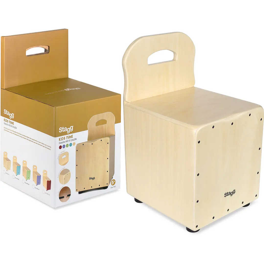 Cajón peruano para niños Stagg con respaldo color natural CAJKID 2