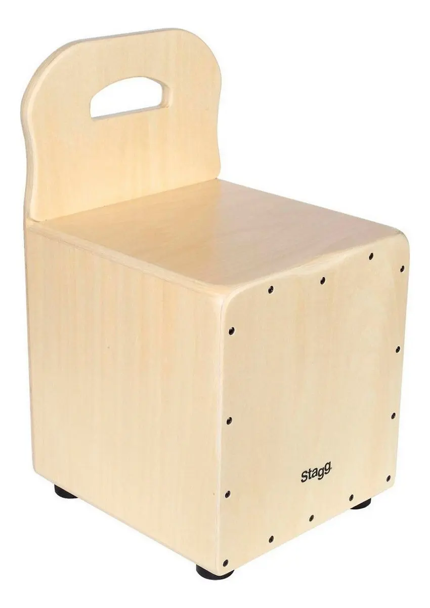 Cajón peruano para niños Stagg con respaldo color natural CAJKID
