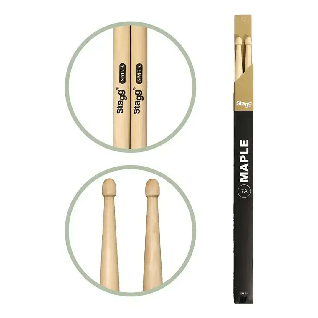 Baqueta 7A Maple Stagg Punta Madera SM7A  4