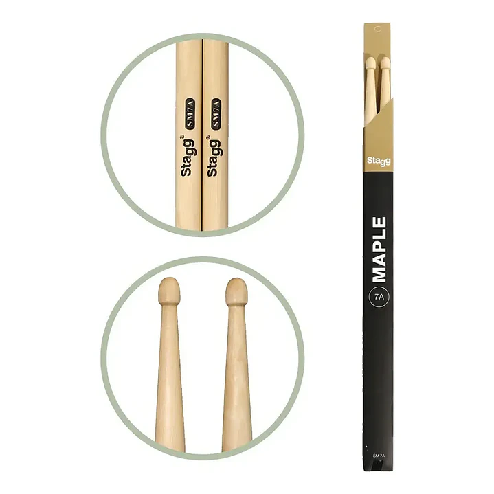 Baqueta 7A Maple Stagg Punta Madera SM7A  4