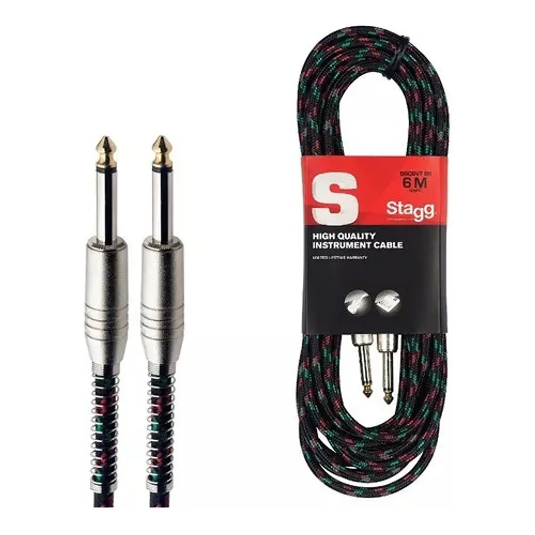 Cable Instrumento Stagg TS-TS 6M Tela Negro SGC6VT-BK 2