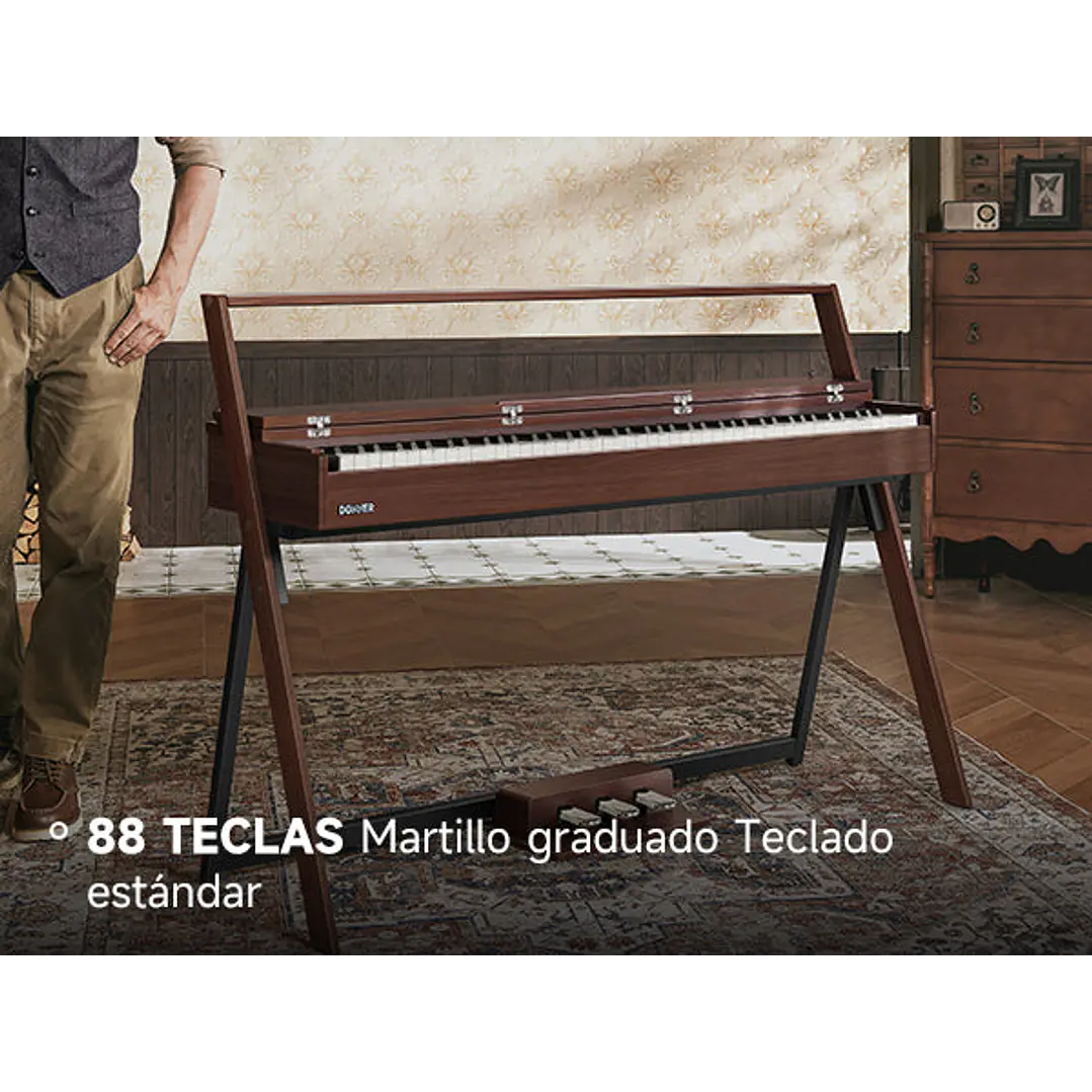 Piano digital Donner con 88 teclas color nogal Oura R300 5