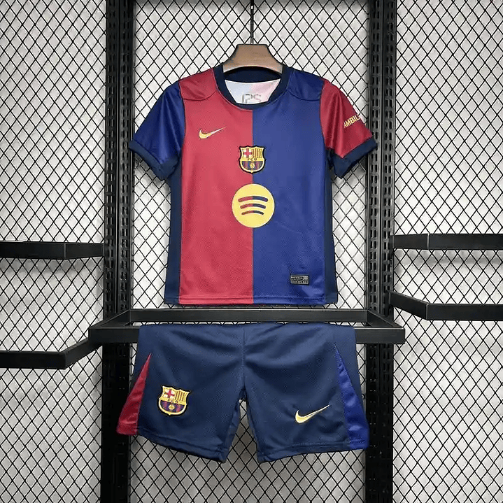 KIT CRIANÇA BARCELONA HOME 24-25  AZUL E VERMELHO 1