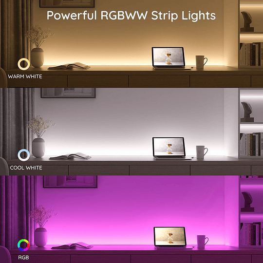 Tira de luces LED RGBWW Wi-Fi + Bluetooth con revestimiento protector (3 mts.) Govee - Image 5
