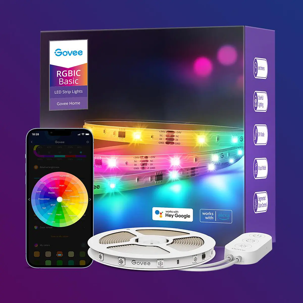 Tira de luces Govee LED RGBIC con revestimiento protector
