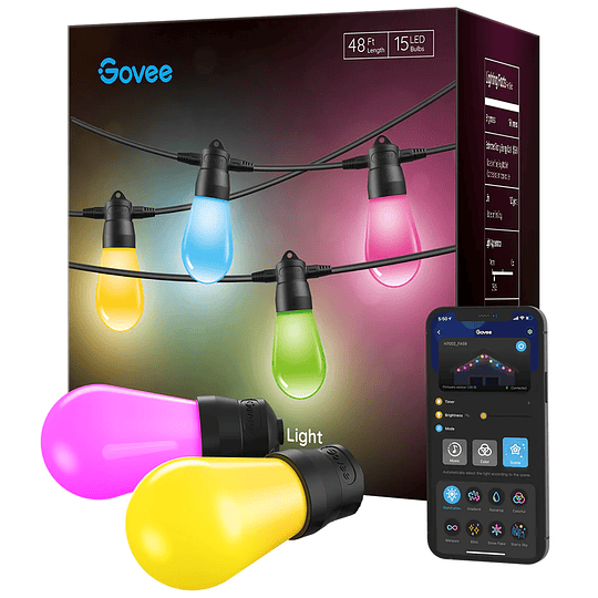 Guirnalda de luces con Ampolletas Bluetooth Govee RGBW (15 ampolletas | 15 mts.） - Image 1