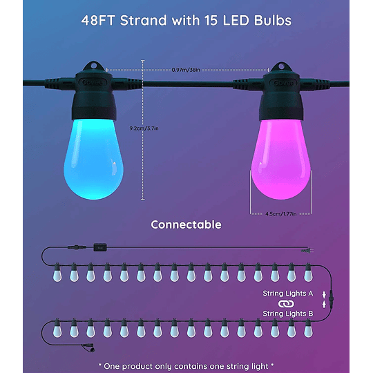 Guirnalda de luces con Ampolletas Bluetooth Govee RGBW (15 ampolletas | 15 mts.） - Image 9