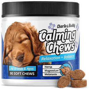 Calming Chews for Dogs - Anxiety Relief, Melatonin, Chamomile, 90 Chicken Chews