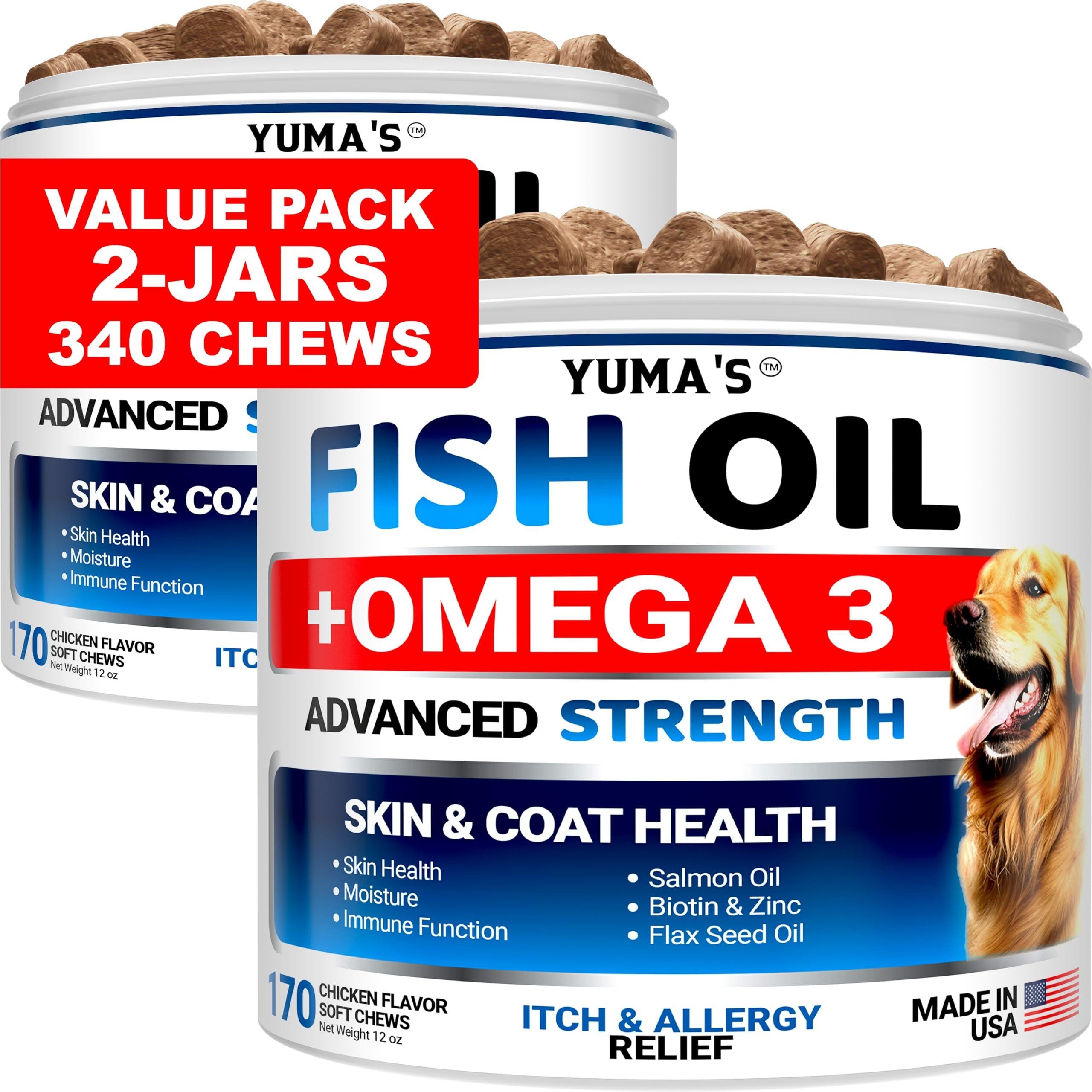 (2 Pack) Omega 3 Fish Oil for Dogs - Skin & Coat, Itchy Skin Relief, Allergy Aid 1