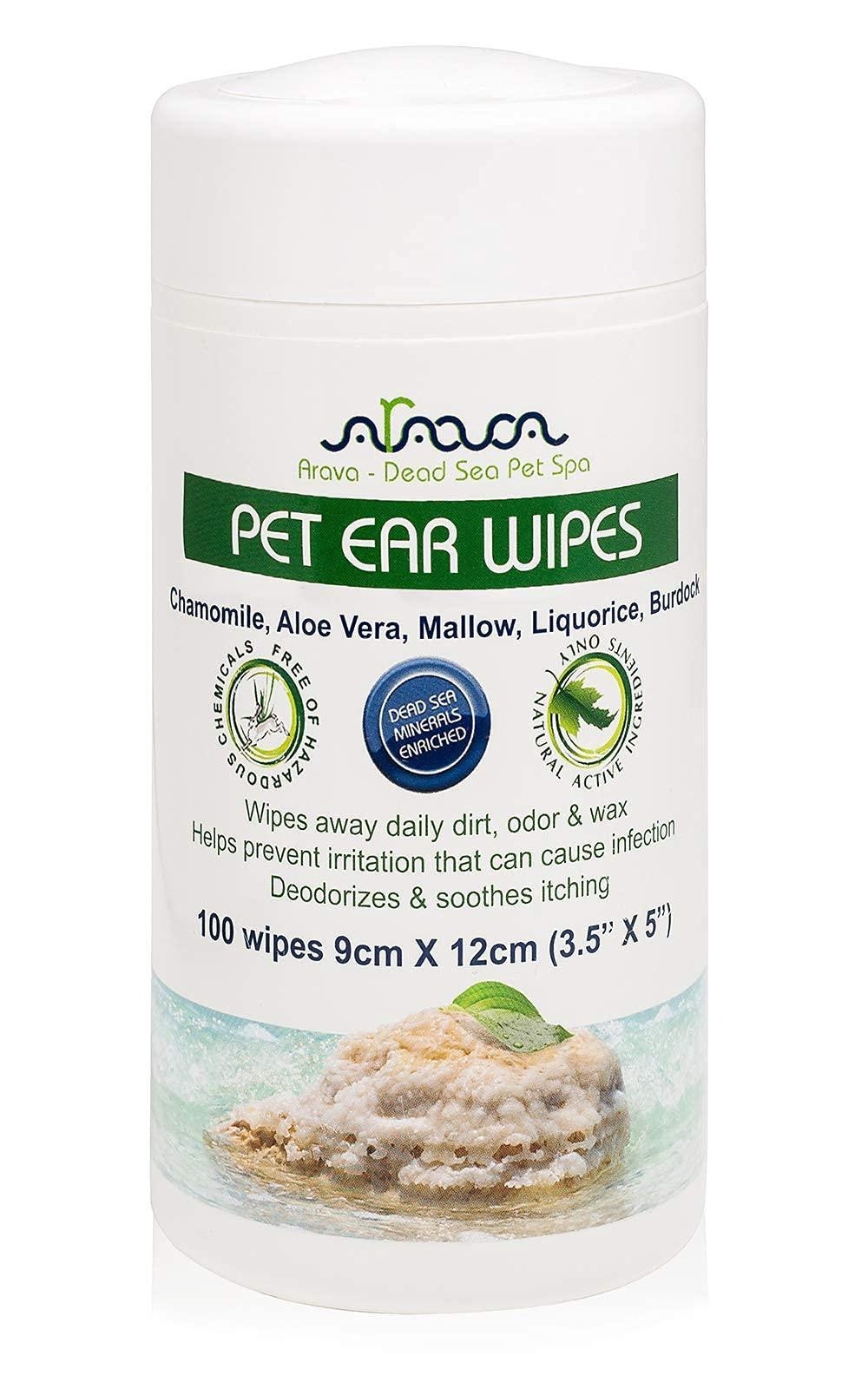 Ear Cleaner Wipes for Dogs & Cats 100ct - Natural Wax & Dirt Remover 1