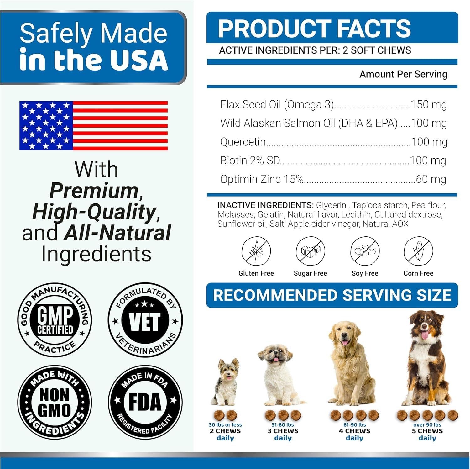 Omega 3 Fish Oil for Dogs 170 Chews - Skin & Coat, Allergy, Shedding Relief 3