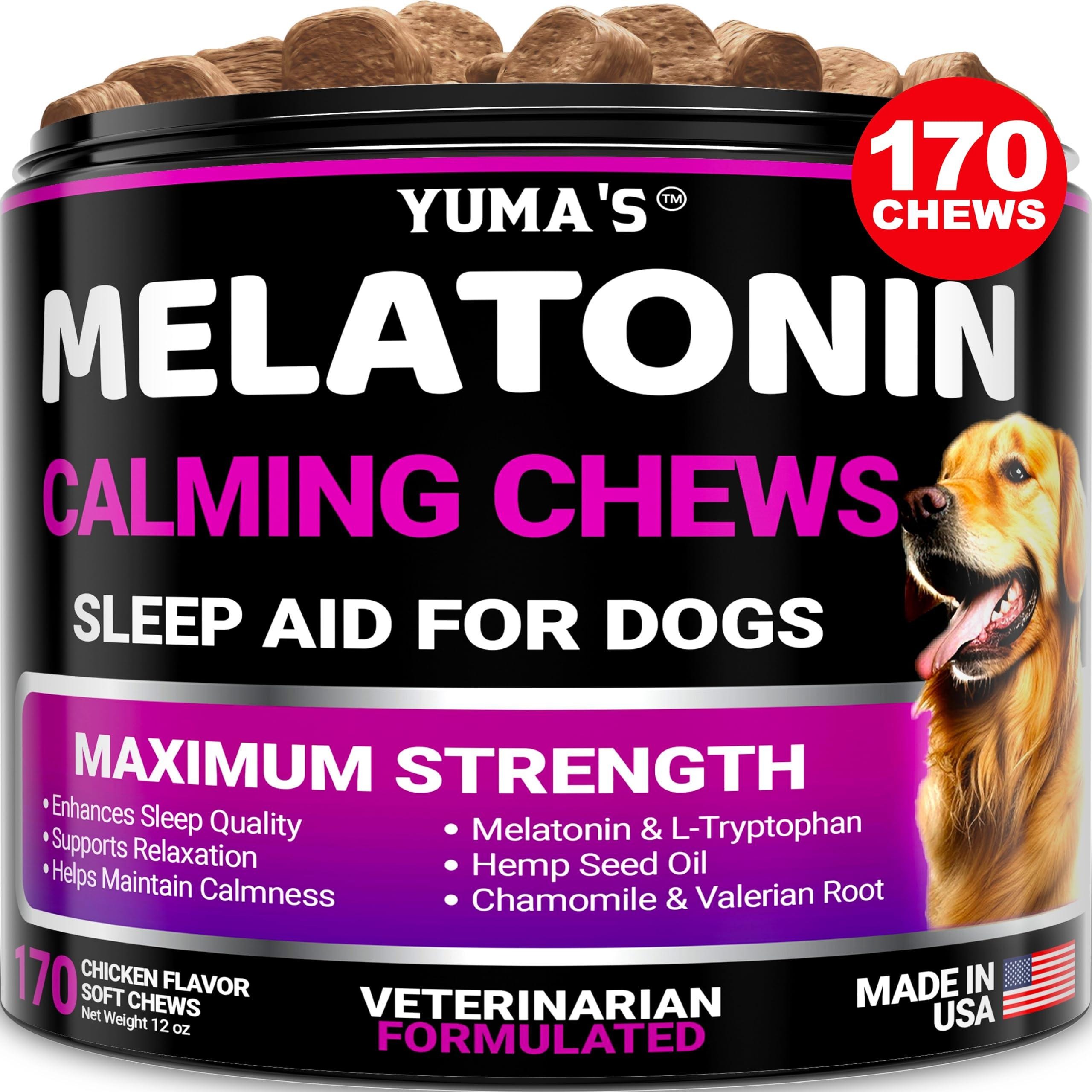 Melatonin Calming Chews for Dogs - Stress & Anxiety Relief, 170 Chews 1