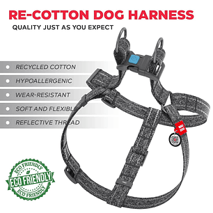 Eco-Friendly Cotton Dog Harness - Reflective, Adjustable for Small to Large Dogs