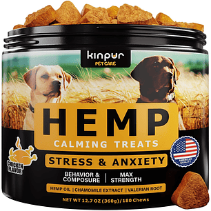 Natural Calming Chews for Dogs with Hemp Oil & Valerian Root - 180 Chicken Treats