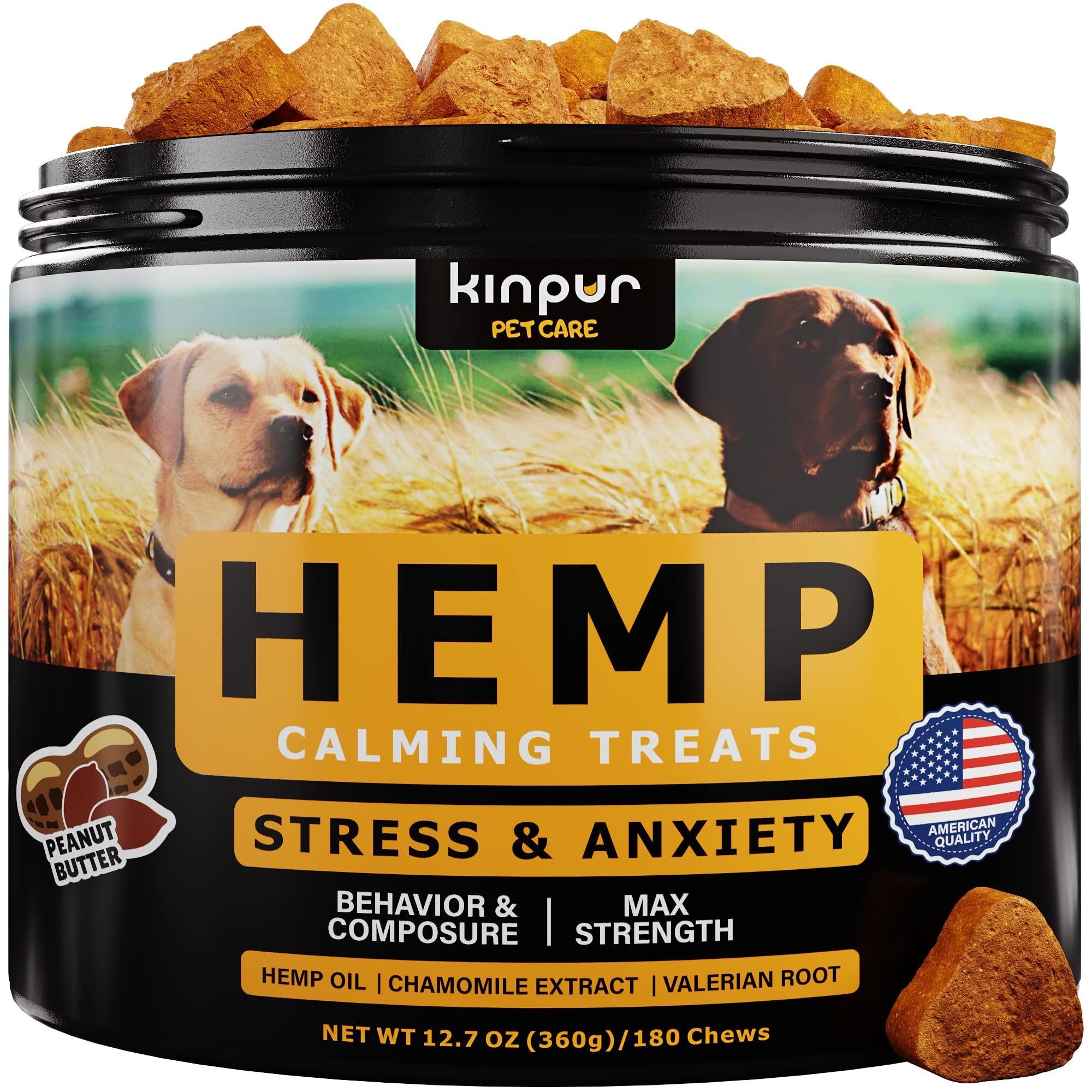 Natural Calming Chews for Dogs - Hemp Oil & Valerian Root, Peanut Butter 180 1