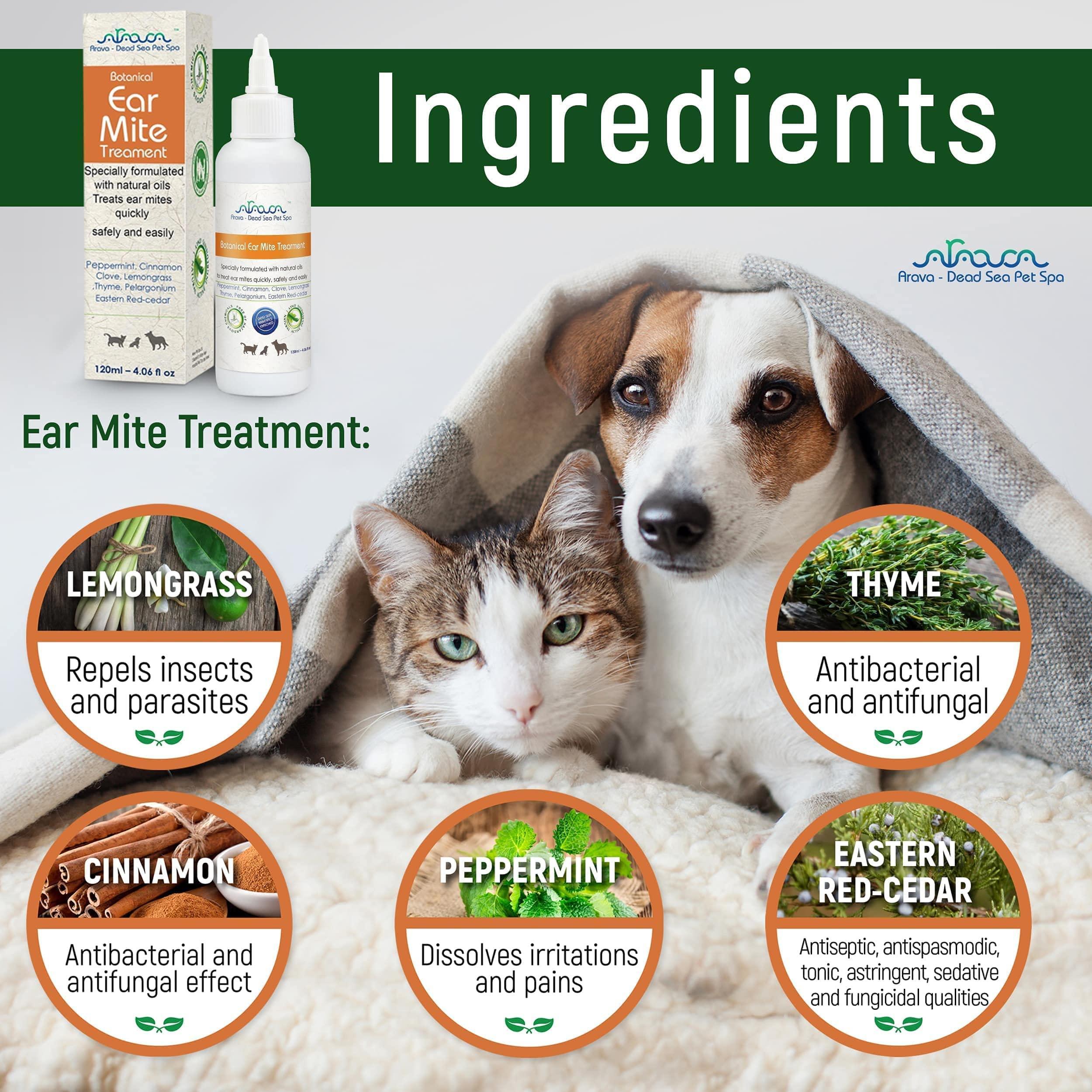 Arava Natural Ear Mite Treatment for Dogs & Cats, Prevent Infections, 8oz 2