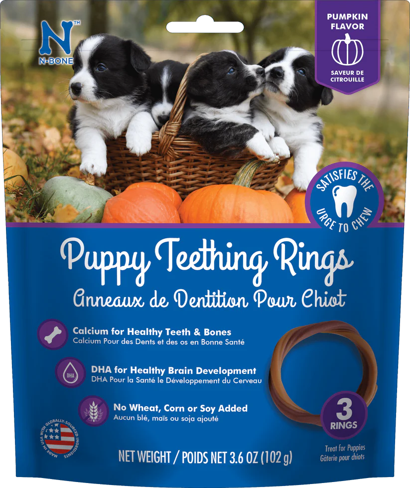 N-Bone Puppy Teething Rings Pumpkin Flavor, 3 Count 3.6 oz 1