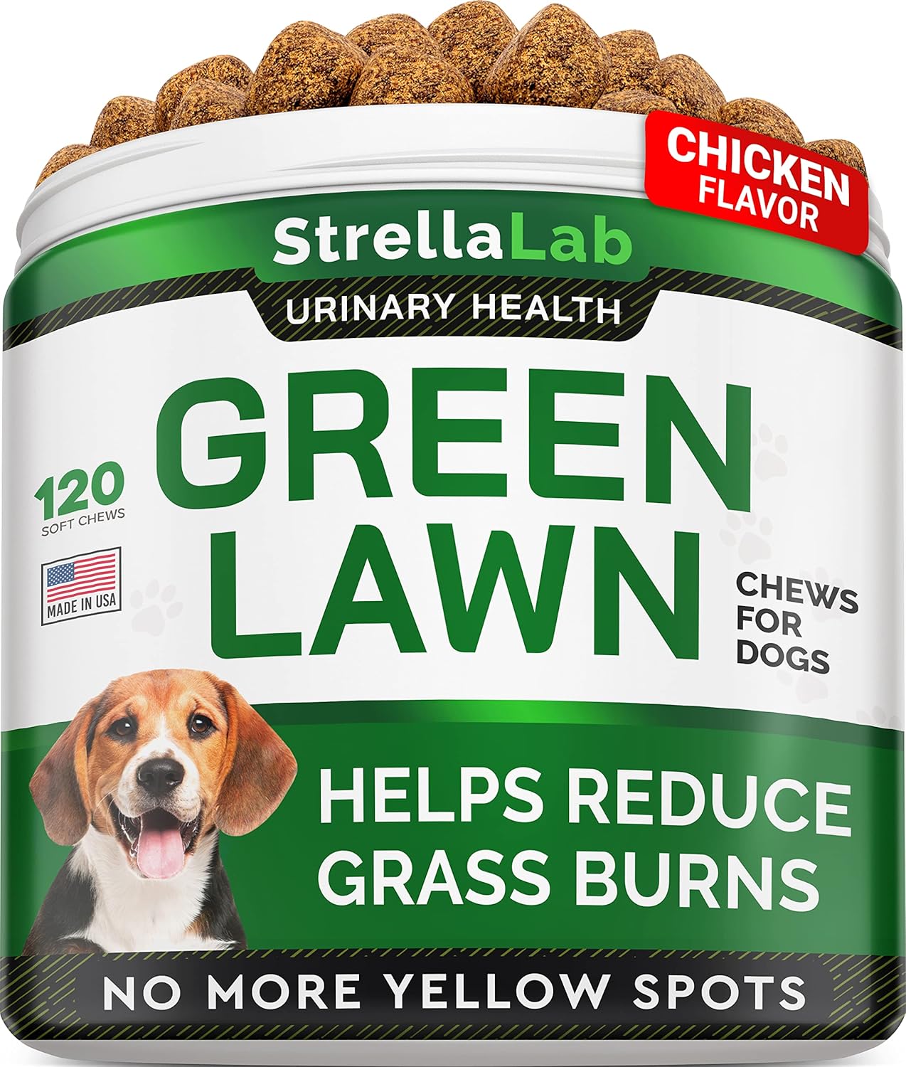 Grass Burn Spot Chews for Dogs - Urine Neutralizer & Lawn Saver, 120 Natural Chews 1