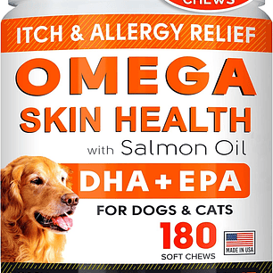 Fish Oil Omega 3 Treats for Dogs - Allergy & Itch Relief, 155+ Pollock Chews