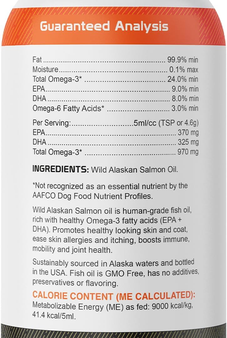 32oz Salmon Oil for Dogs & Cats - Omega 3, Itch Relief, Skin & Coat Support 3