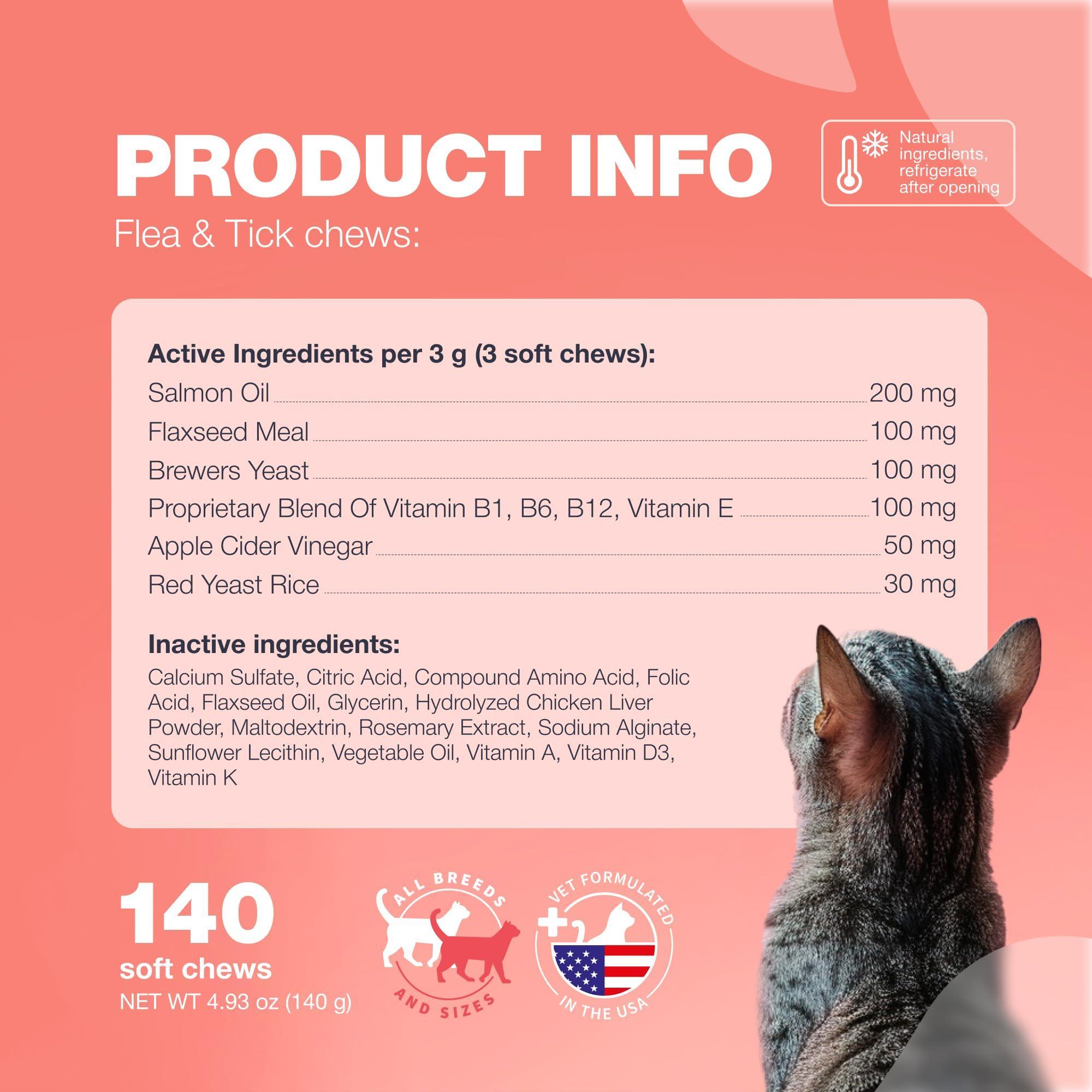 Flea & Tick Support Chews for Cats – Salmon Flavor Supplement for All Ages 2