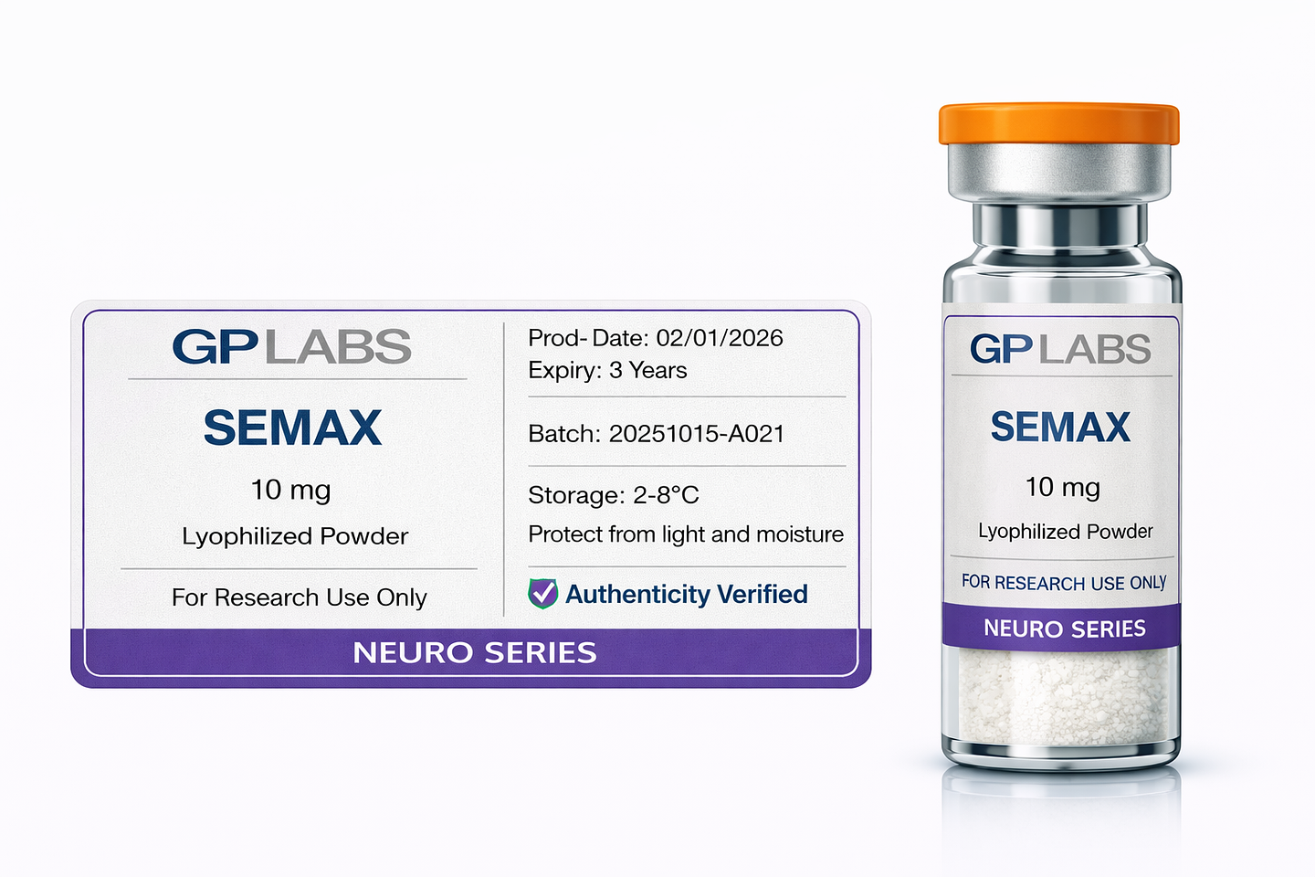 SEMAX 10 mg | Neuro Research Peptide | GP LABS Neuro Series 1