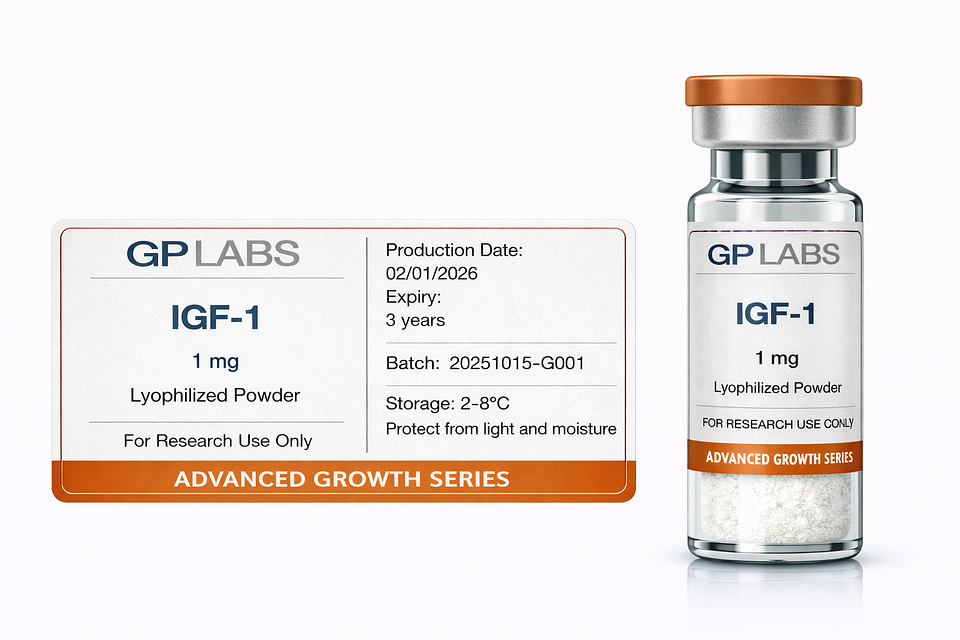 IGF-1 LR3 1 mg | Advance Growth Factor Research Peptide | GP LABS Growth Series 1