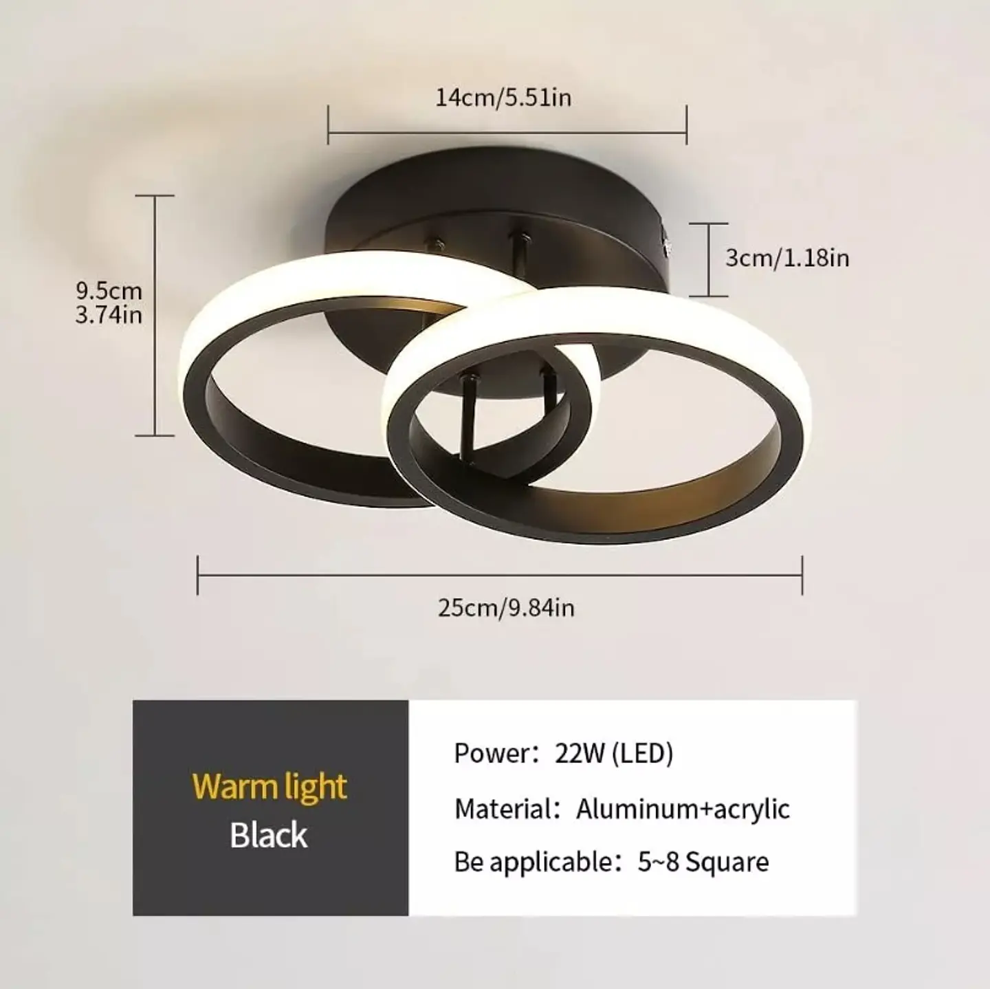 LÁMPARA LED 2 CIRCULOS 3 TONOS BLANCO FRÍO, CALIDO Y NEUTRO 5