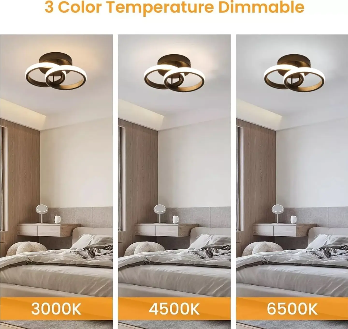 LÁMPARA LED 2 CIRCULOS 3 TONOS BLANCO FRÍO, CALIDO Y NEUTRO 6