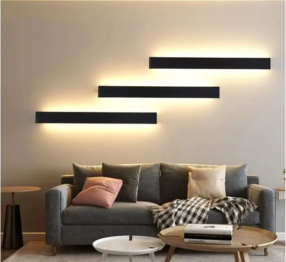 APLIQUE DE PARED NEGRO 61CM BLANCO CÁLIDO 4
