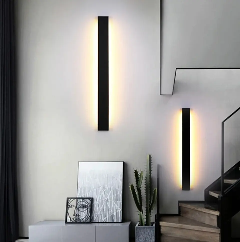 APLIQUE DE PARED NEGRO 61CM BLANCO CÁLIDO 6