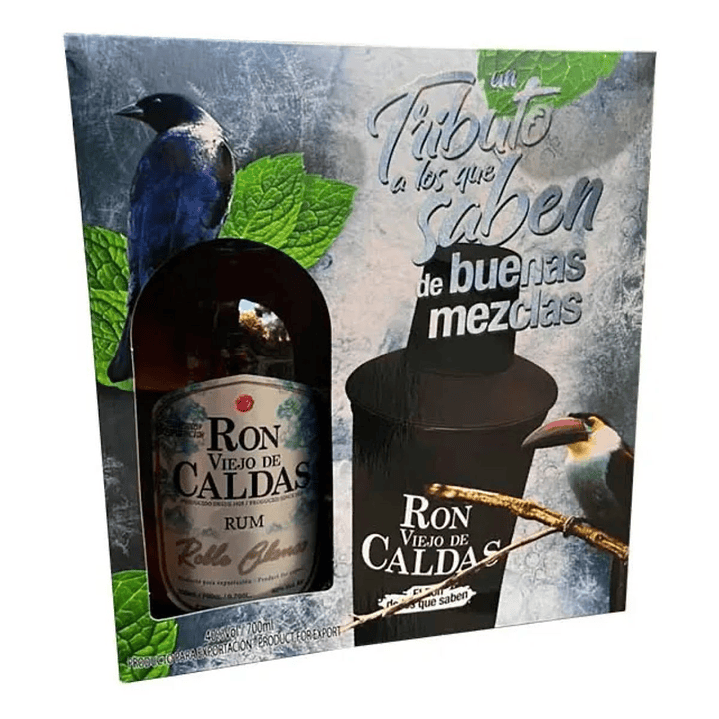 Pack Ron Viejo De Caldas Roble Blanco 700ml + Shaker 2