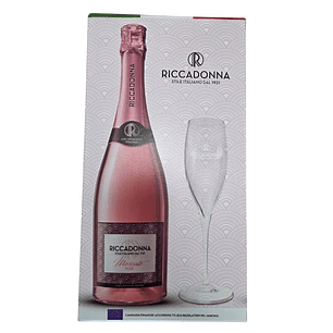 Espumante Italiano Riccadonna Moscato Rose + Copa, 750cc