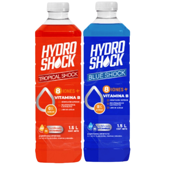 2x Bebida Isotónica Blue Hydro Shock / Tropical Shock 1.5 lts 1