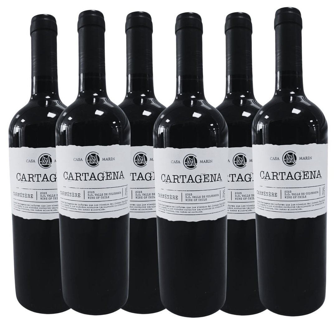 6x Vinos Casa Marin Cartagena Carmenere 750 cc 1