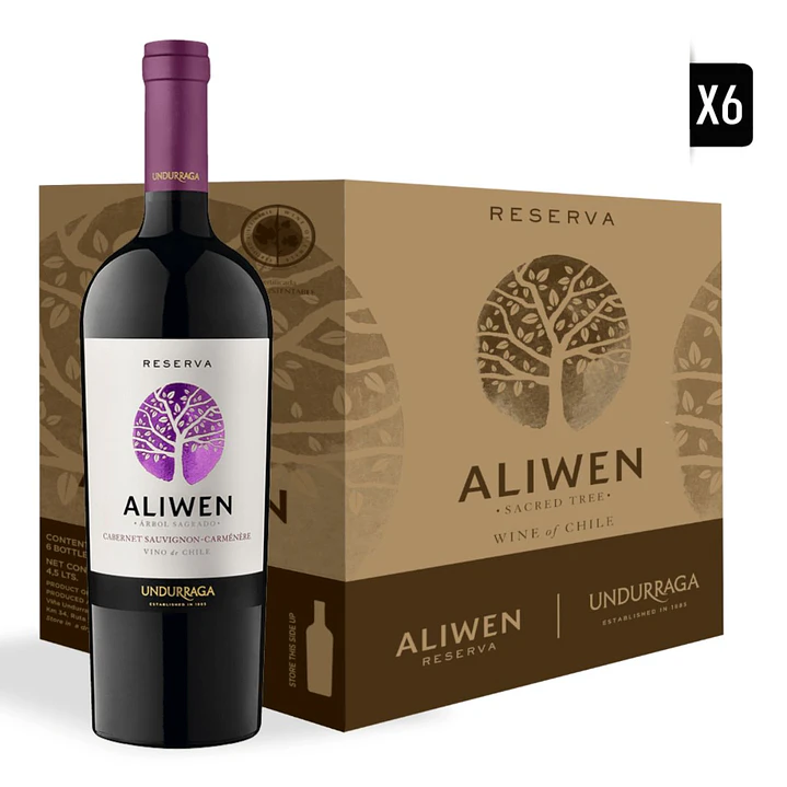 6x Vino Aliwen Reserva Cabernet Sauvignon-Carmenere 750cc 1