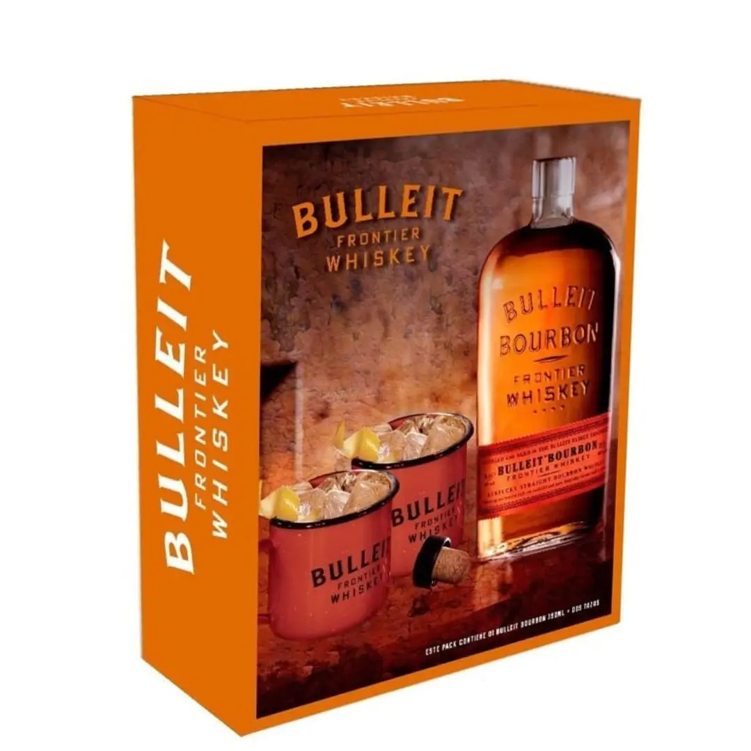 Whiskey Bulleit Bourbon 750cc + 2 Tazas 1
