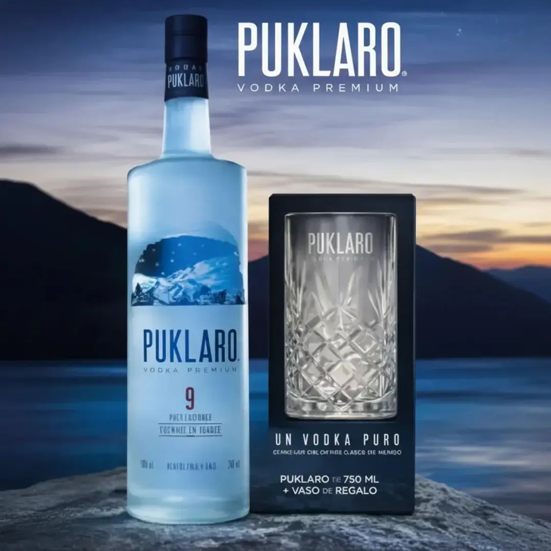 Vodka Puklaro Premium 750cc. + Vaso 2