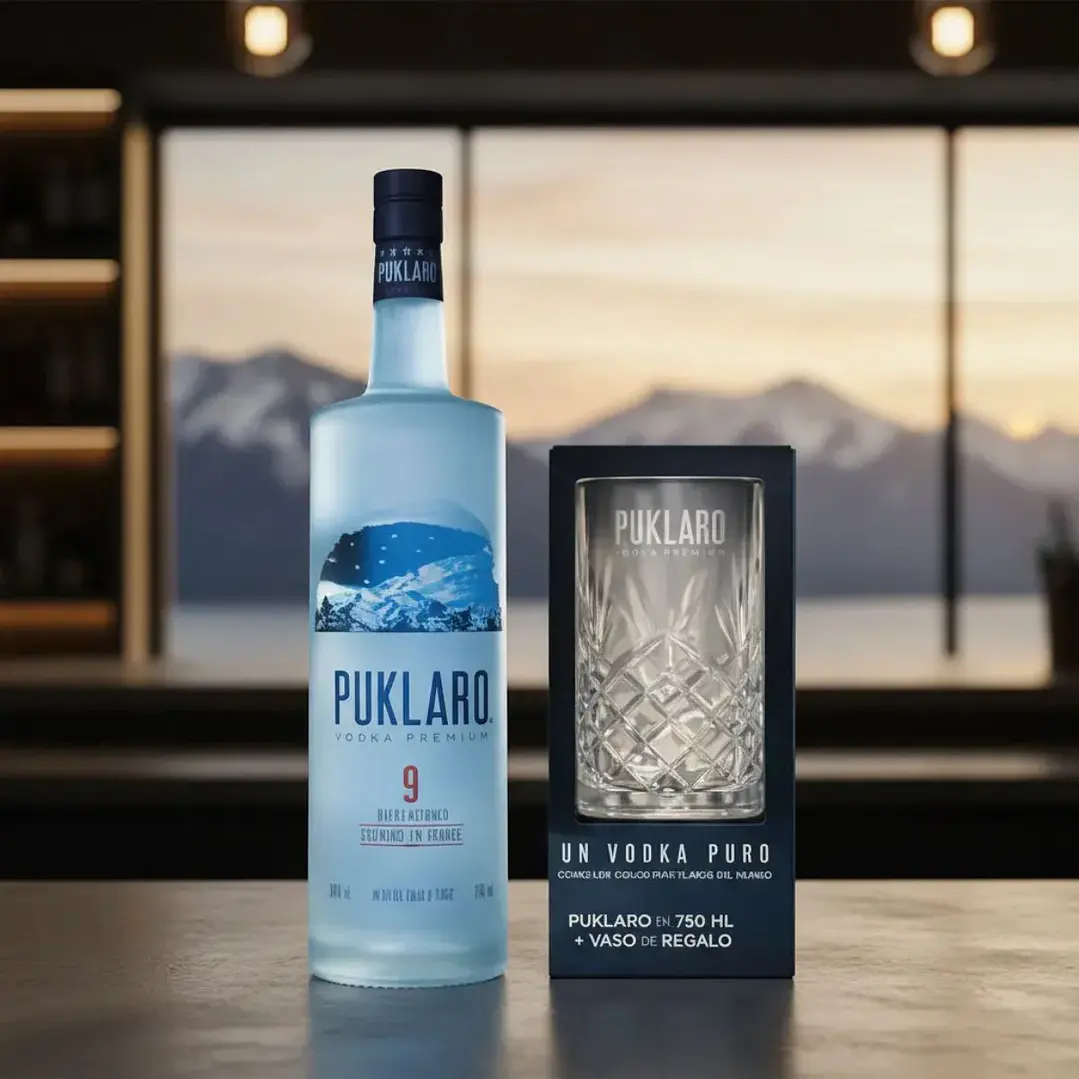 Vodka Puklaro Premium 750cc. + Vaso 3