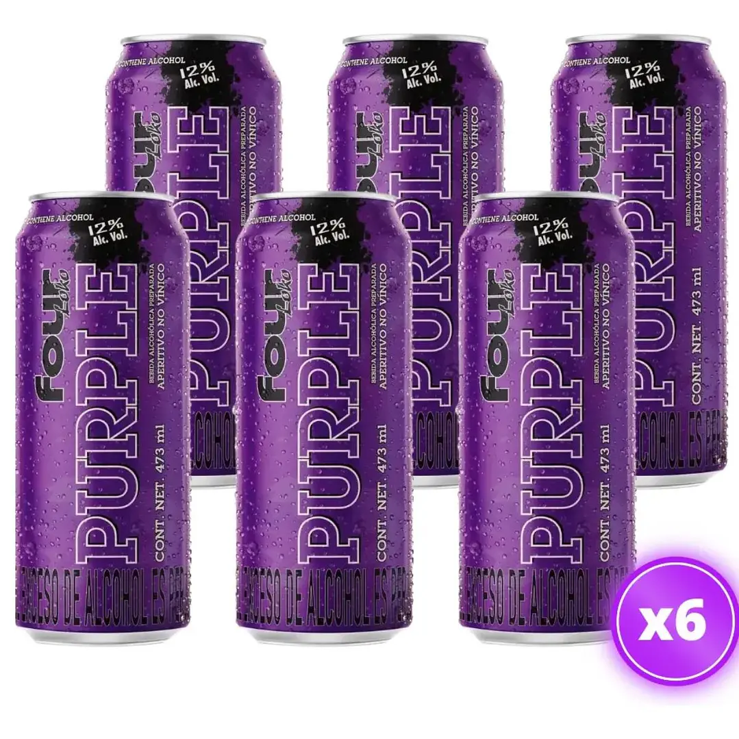 6x Bebida Ready To Drink Four Loko Purple 12° 473cc 1