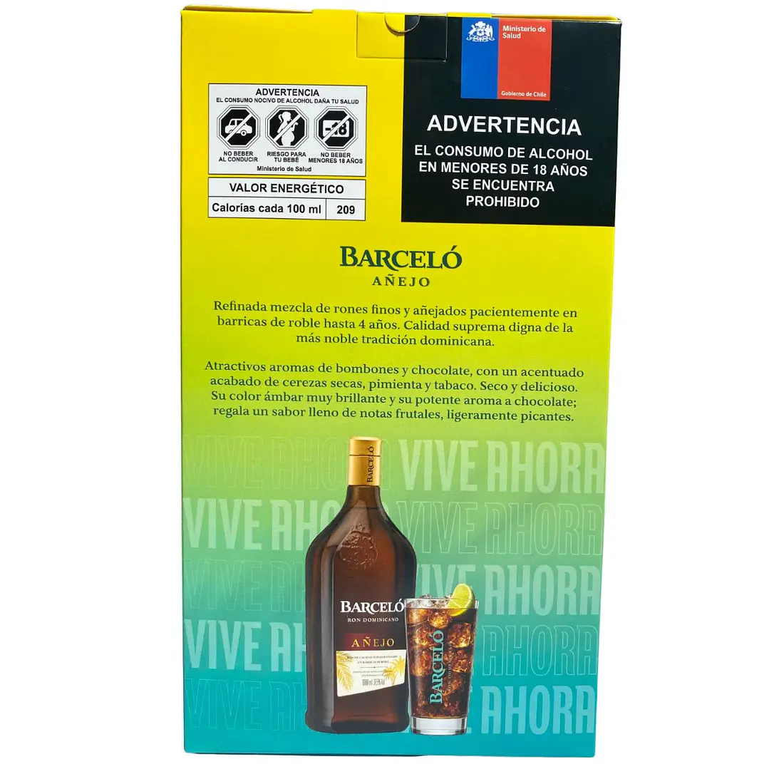 Ron Barceló Añejo 1lt + Vaso 3