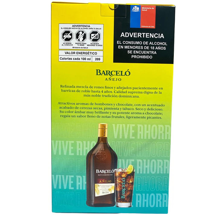Ron Barceló Añejo 1lt + Vaso 3