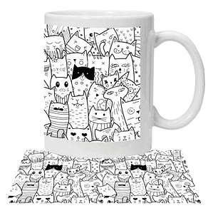 Tazón Gatos Animados Patrón Grafimax