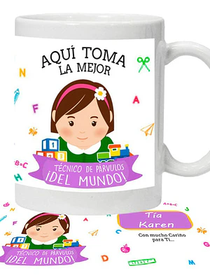 Tazón Técnico En Parvulos Con Mucho Cariño Para Ti Grafimax