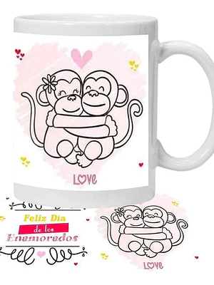 Tazón Amor Frases Monitos Pareja Grafimax