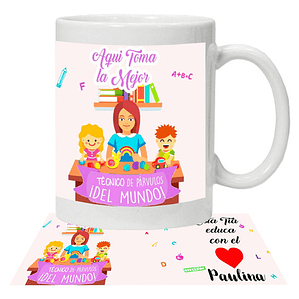 Tazón Profesores Técnico En Párvulo Con El Corazón Grafimax