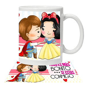 Tazón Taza Pareja Amor San Valentin Blancanieves Grafimax