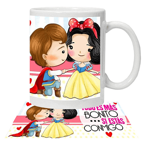 Tazón Taza Pareja Amor San Valentin Blancanieves Grafimax